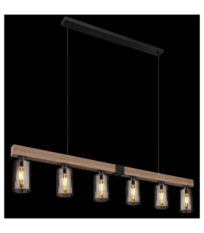 Hadera Bar Pendant Ceiling Light Matt Black 6x E27-5