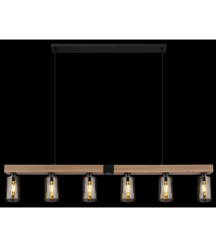 Hadera Bar Pendant Ceiling Light Matt Black 6x E27-6