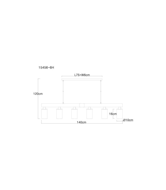Hadera Bar Pendant Ceiling Light Matt Black 6x E27-9