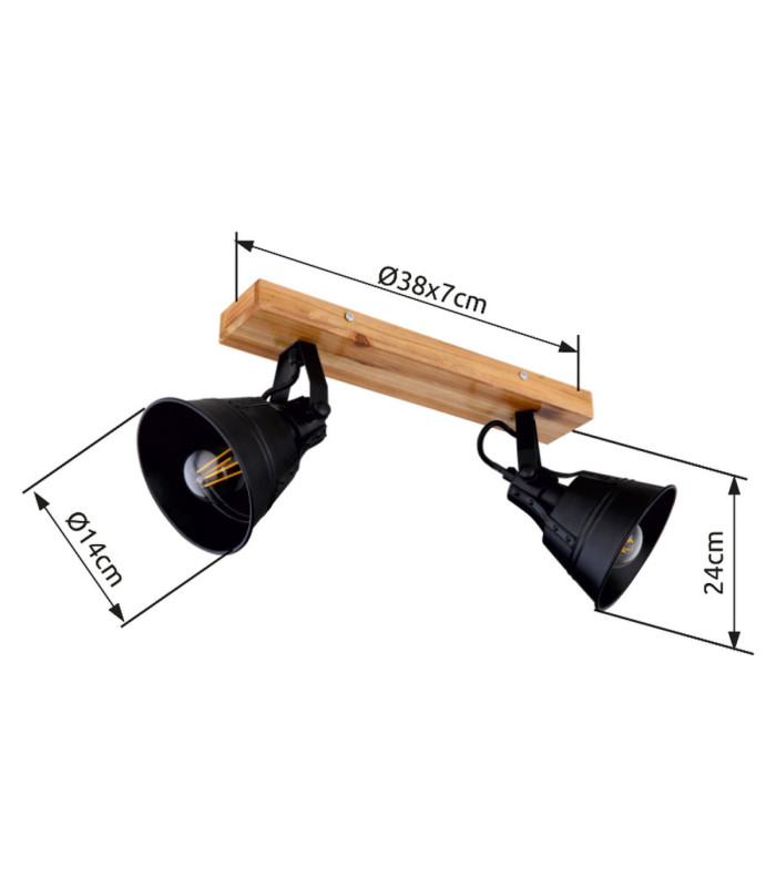 Günther Twin Ceiling Spotlight Brown 2x E27-6
