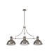 Linear Ceiling Pendant, 3 x E27, Polished Nickel, Frosted Glass - 3
