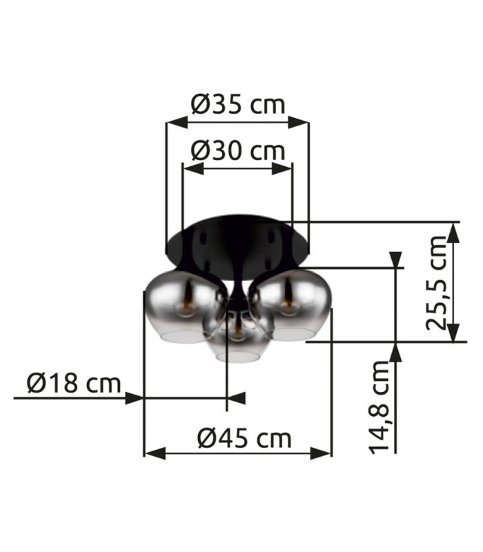 Maxy Shade Cluster Ceiling Light Matt Black 3x E27-4