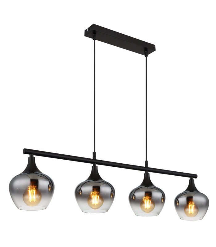 Maxy Bar Pendant Ceiling Light Matt Black 4x E27-1