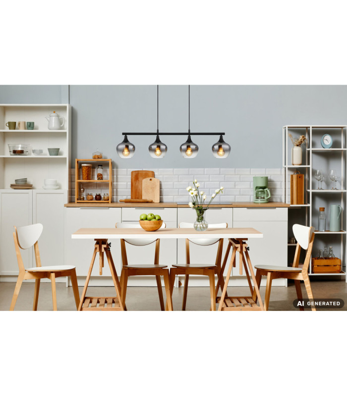 Maxy Bar Pendant Ceiling Light Matt Black 4x E27-5