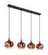 Maxy Bar Pendant Ceiling Light Matt Black Glass Copper Shade 4x E27-1