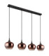 Maxy Bar Pendant Ceiling Light Matt Black Glass Copper Shade 4x E27-2