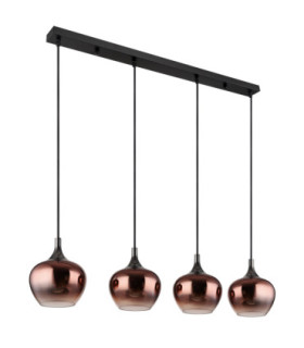 Maxy Bar Pendant Ceiling Light Matt Black Glass Copper Shade 4x E27-2