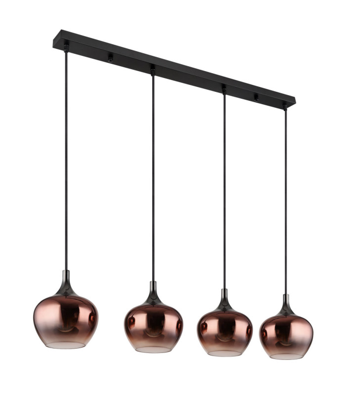 Maxy Bar Pendant Ceiling Light Matt Black Glass Copper Shade 4x E27-2