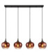 Maxy Bar Pendant Ceiling Light Matt Black Glass Copper Shade 4x E27-3