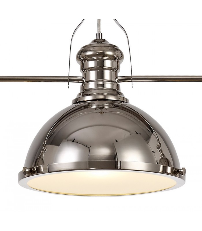 Linear Ceiling Pendant, 3 x E27, Polished Nickel, Frosted Glass - 6