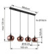 Maxy Bar Pendant Ceiling Light Matt Black Glass Copper Shade 4x E27-7