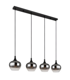 Maxy Bar Pendant Ceiling Light Matt Black Glass Smoke Shade 4x E27-2
