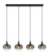 Maxy Bar Pendant Ceiling Light Matt Black Glass Smoke Shade 4x E27-3