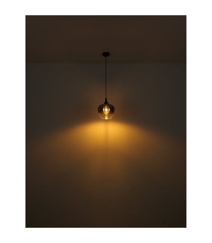 Maxy Bar Pendant Ceiling Light Matt Black Glass Smoke Shade 4x E27-5
