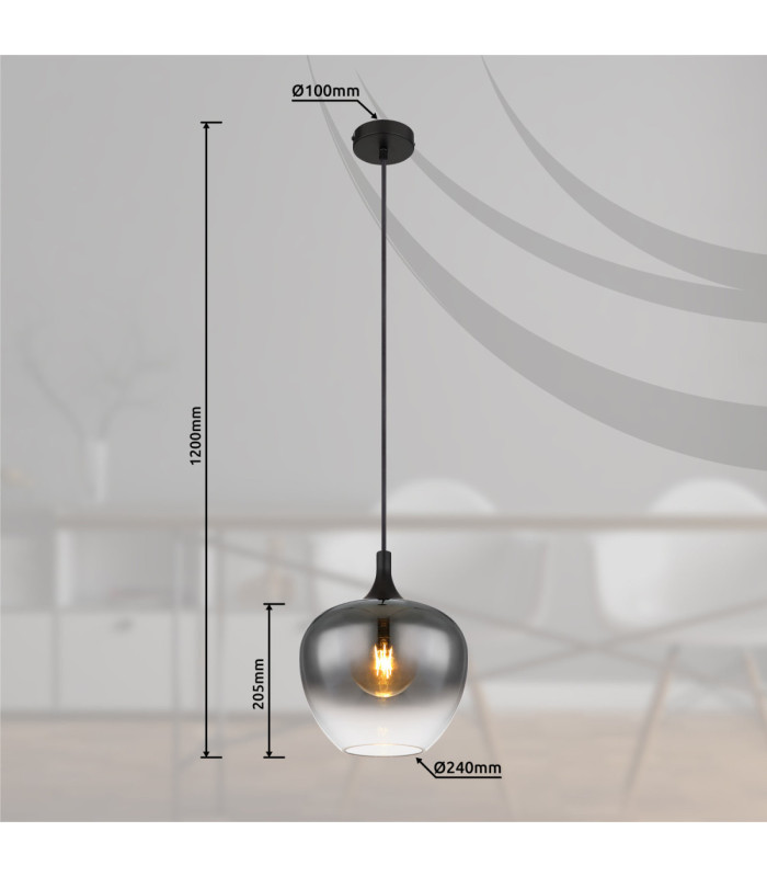 Maxy 24cm Dome Pendant Ceiling Light Matt Black 1x E27-9