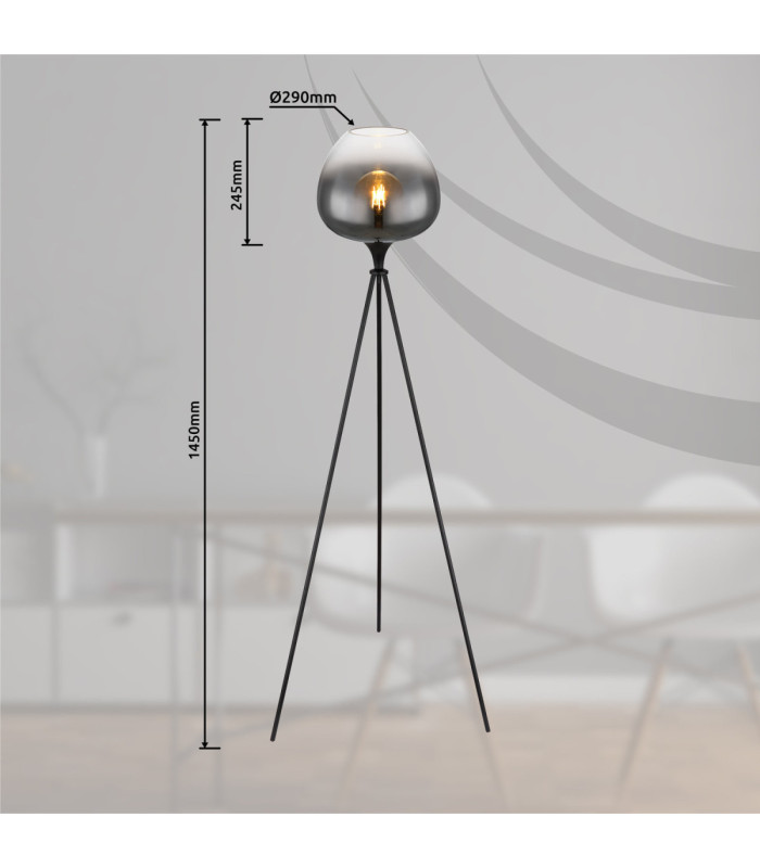 Maxy Tripod Floor Lamp Matt Black 1x E27-6