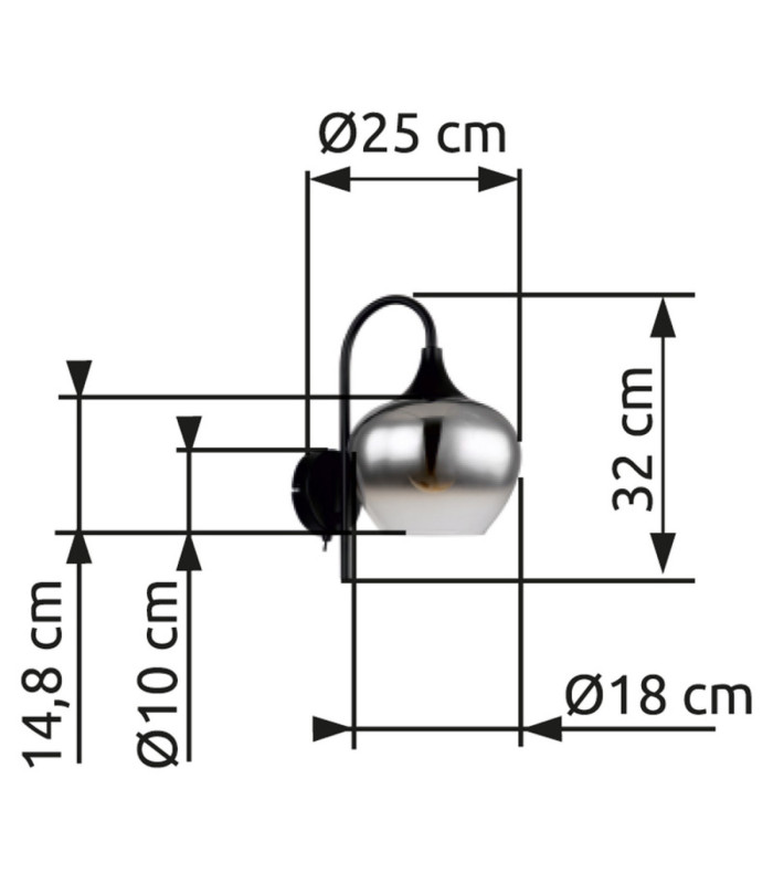 Maxy Dome Wall Lamp Matt Black 1x E27-6