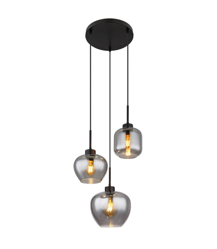 Matt Cluster Pendant Ceiling Light Matt Black 3x E27-1