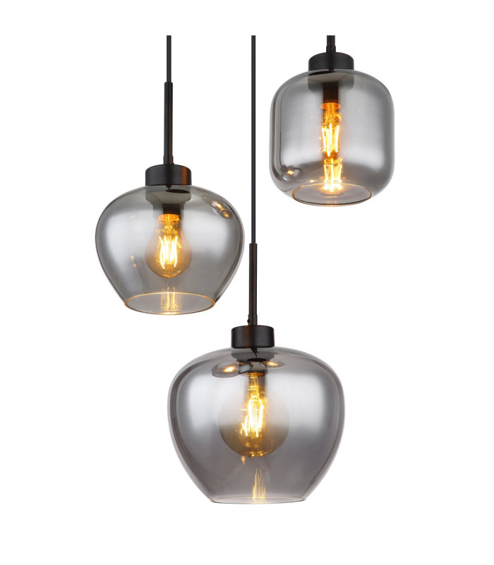 Matt Cluster Pendant Ceiling Light Matt Black 3x E27-3