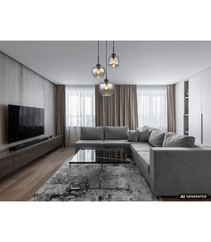 Matt Cluster Pendant Ceiling Light Matt Black 3x E27-4