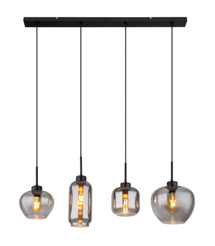 Matt Bar Pendant Ceiling Light Matt Black 4x E27-3