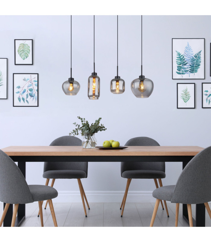 Matt Bar Pendant Ceiling Light Matt Black 4x E27-5
