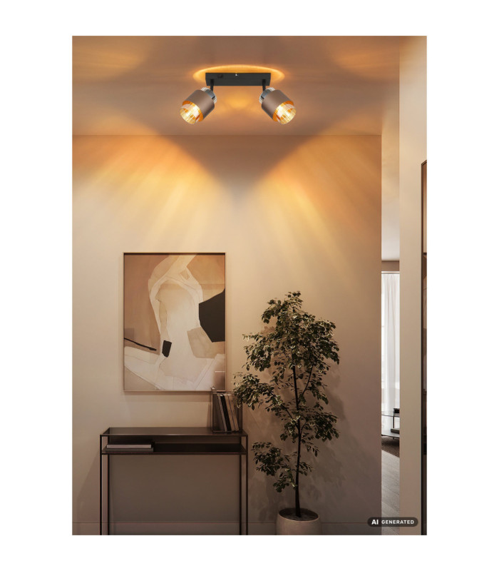 Milley Twin Ceiling Spotlight Matt Black 2x E27-9