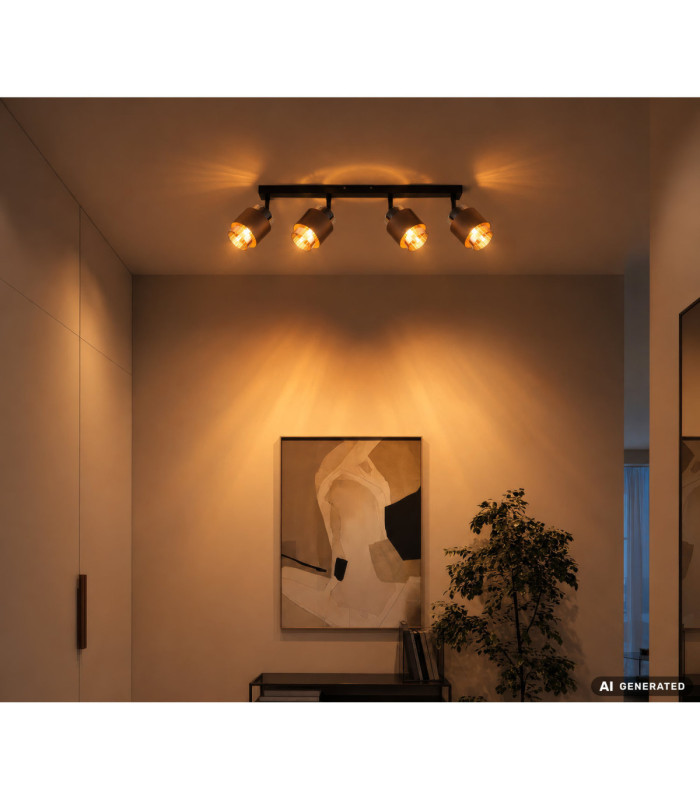 Milley Ceiling Spotlight Bar Matt Black 4x E27-8