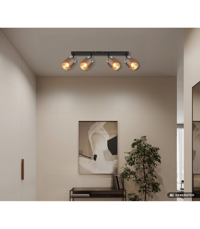Milley Ceiling Spotlight Bar Matt Black 4x E27-9