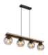 Conni Bar Pendant Ceiling Light Matt Black Smoke Glass Shade 4x E27-1