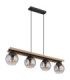Conni Bar Pendant Ceiling Light Matt Black Smoke Glass Shade 4x E27-2