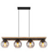 Conni Bar Pendant Ceiling Light Matt Black Smoke Glass Shade 4x E27-3