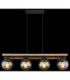 Conni Bar Pendant Ceiling Light Matt Black Smoke Glass Shade 4x E27-6