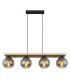 Conni Bar Pendant Ceiling Light Matt Black Dark Smoke Glass Shade 4x E27-3