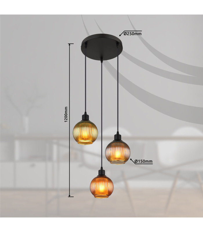 Zumba Cluster Pendant Ceiling Light Matt Black 3x E27-6