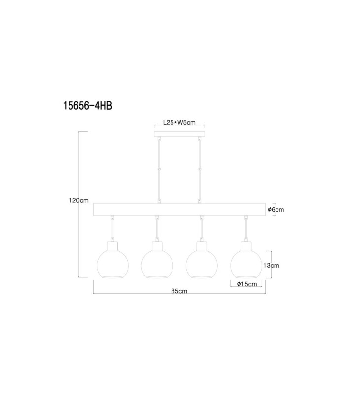Moitas Bar Pendant Ceiling Light Matt Black 4x E27-8
