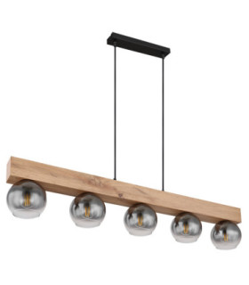 Moitas Bar Pendant Ceiling Light Matt Black 5x E27-2