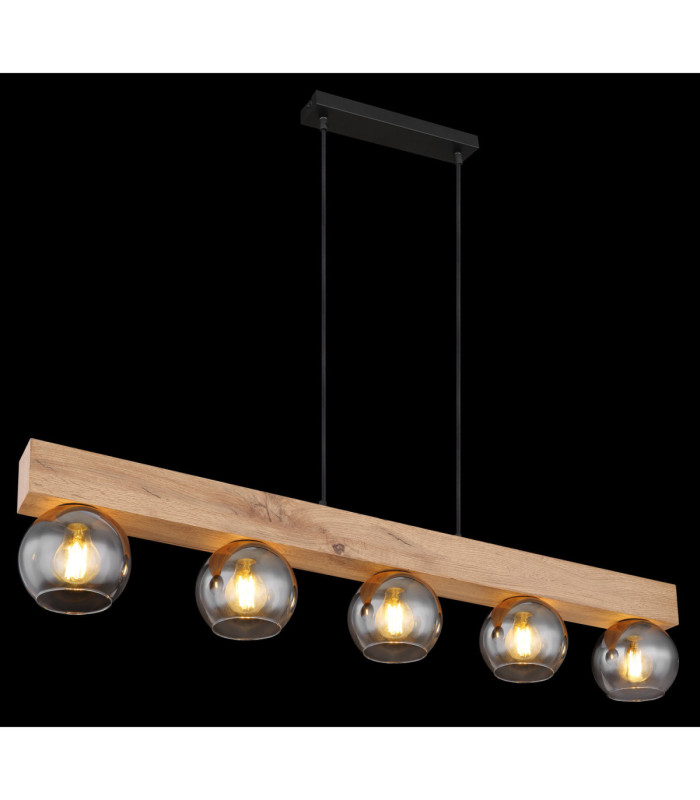 Moitas Bar Pendant Ceiling Light Matt Black 5x E27-5