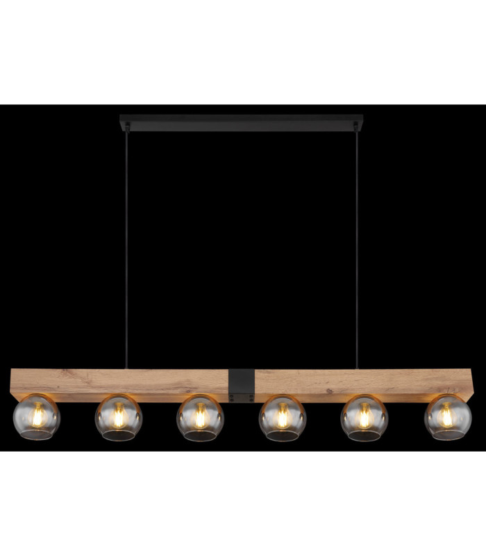 Moitas Bar Pendant Ceiling Light Matt Black 6x E27-6