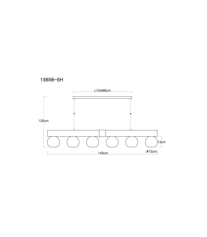 Moitas Bar Pendant Ceiling Light Matt Black 6x E27-9