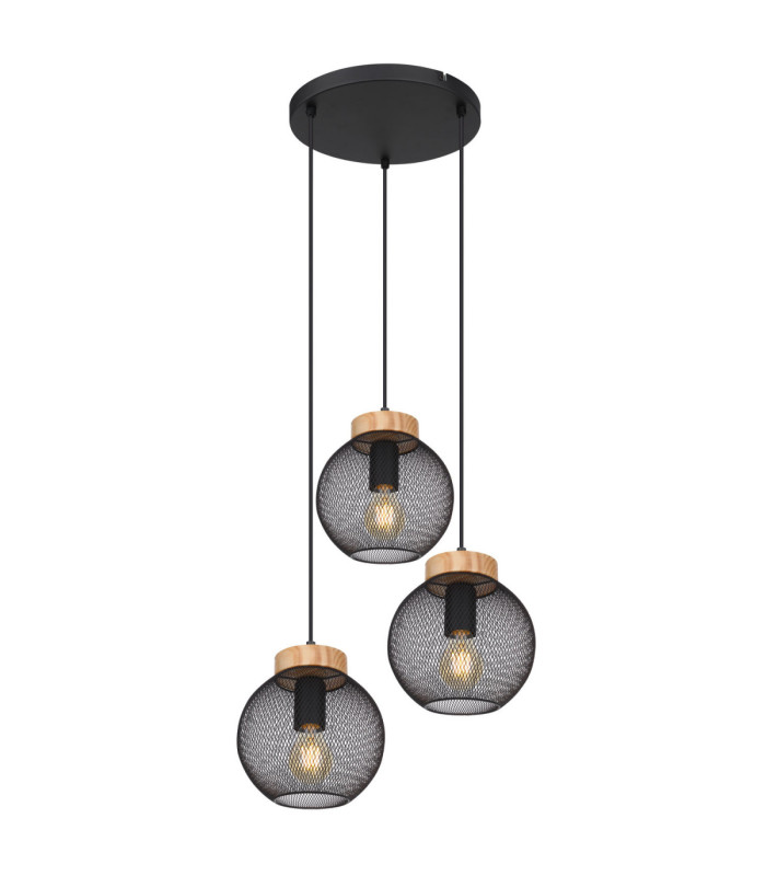 Pablo Cluster Pendant Ceiling Light Matt Black 3x E27-1