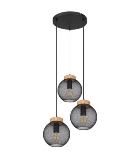 Pablo Cluster Pendant Ceiling Light Matt Black 3x E27-2