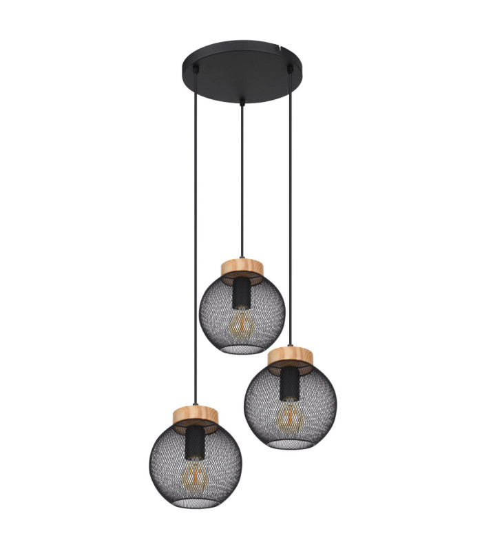 Pablo Cluster Pendant Ceiling Light Matt Black 3x E27-2