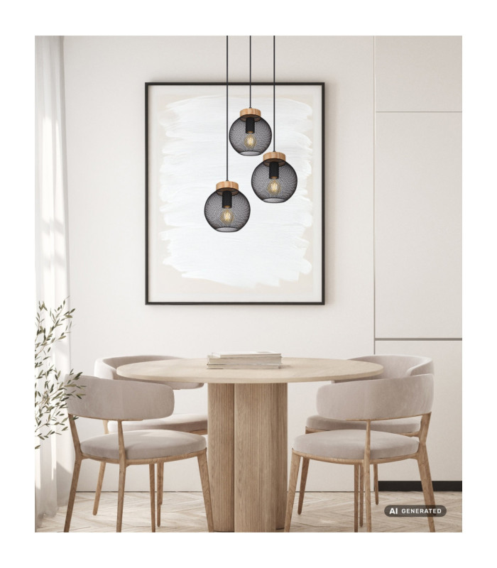 Pablo Cluster Pendant Ceiling Light Matt Black 3x E27-5