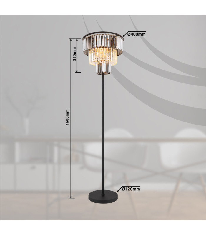 Naxis Glass Floor Lamp Matt Black 3x E27-12