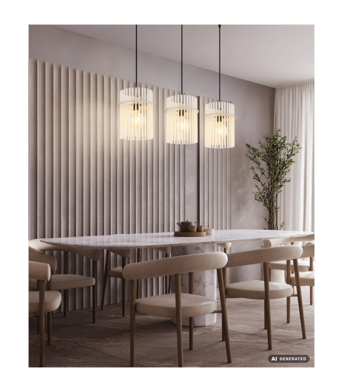 Gorley Bar Pendant Ceiling Light Matt Sand Colour  3x E27-8