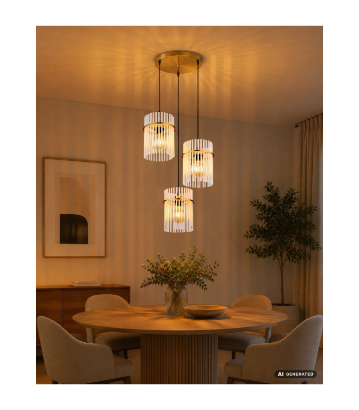 Gorley Cluster Pendant Ceiling Light Matt Gold Colours 3x E27-6