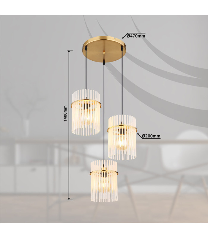 Gorley Cluster Pendant Ceiling Light Matt Gold Colours 3x E27-7