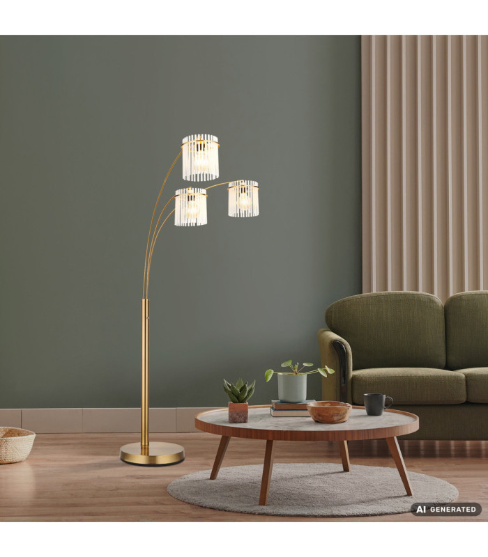 Gorley Multi Arm Floor Lamp Matt Gold Colours 3x E27-8