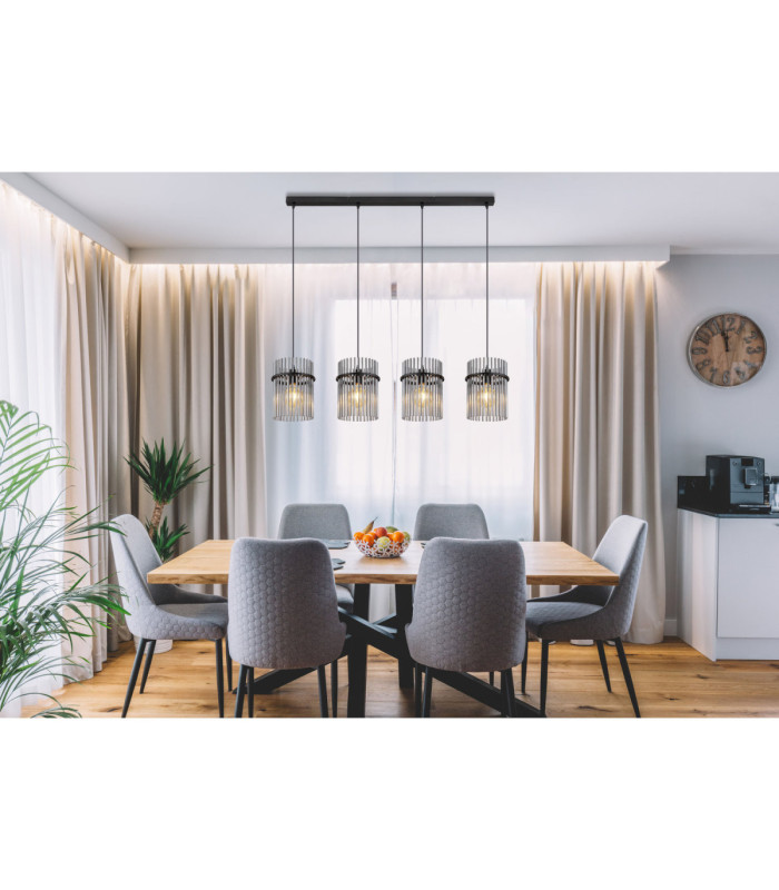 Gorley Bar Pendant Ceiling Light Matt Black 4x E27-10